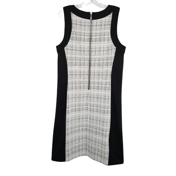 Sharagano Size 14W Dress Sleeveless Contrast Illusion Panels Stretch Knit Knee - Picture 3 of 6